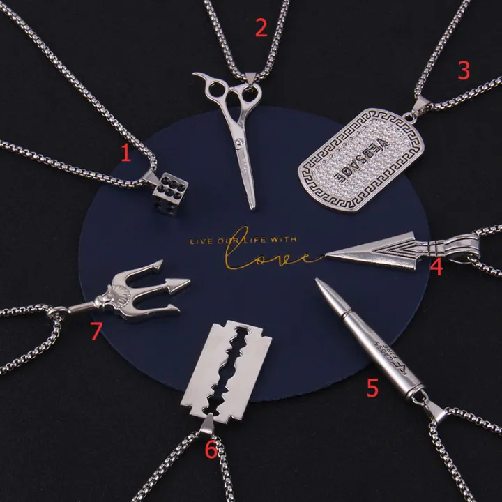 BAC Men's Necklace Hip Hop Punk Trident Pendant