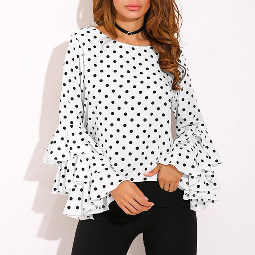 black and white polka dot ruffle blouse