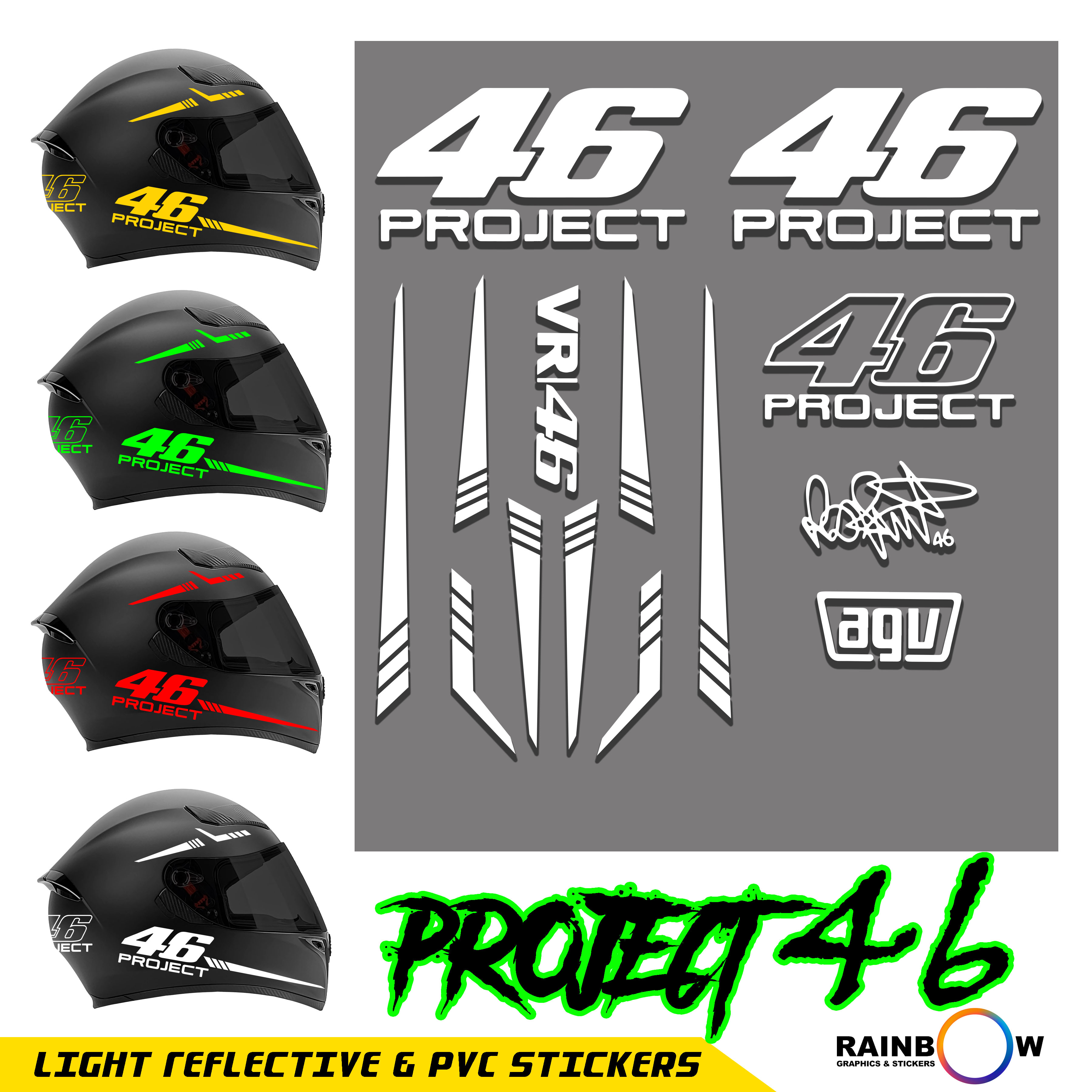 PROJECT 46 Stickers For  Helmet. 