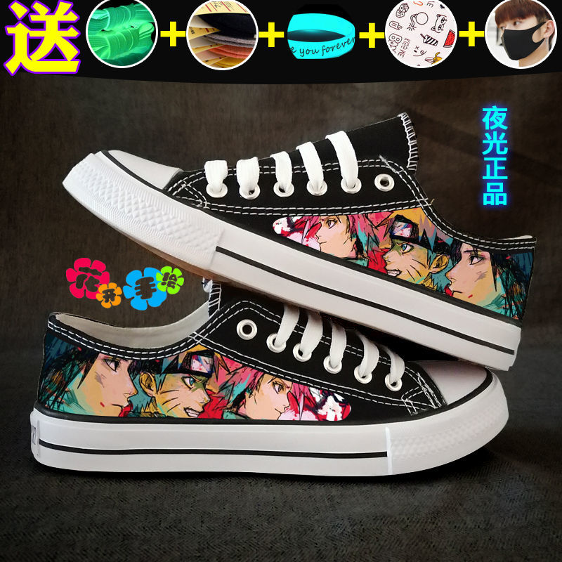 Spring Breathable Low Top Canvas Shoes Men Stylish Sneaker Naruto One Piece Boys Anime Shoes Student Luminous Shoes. 