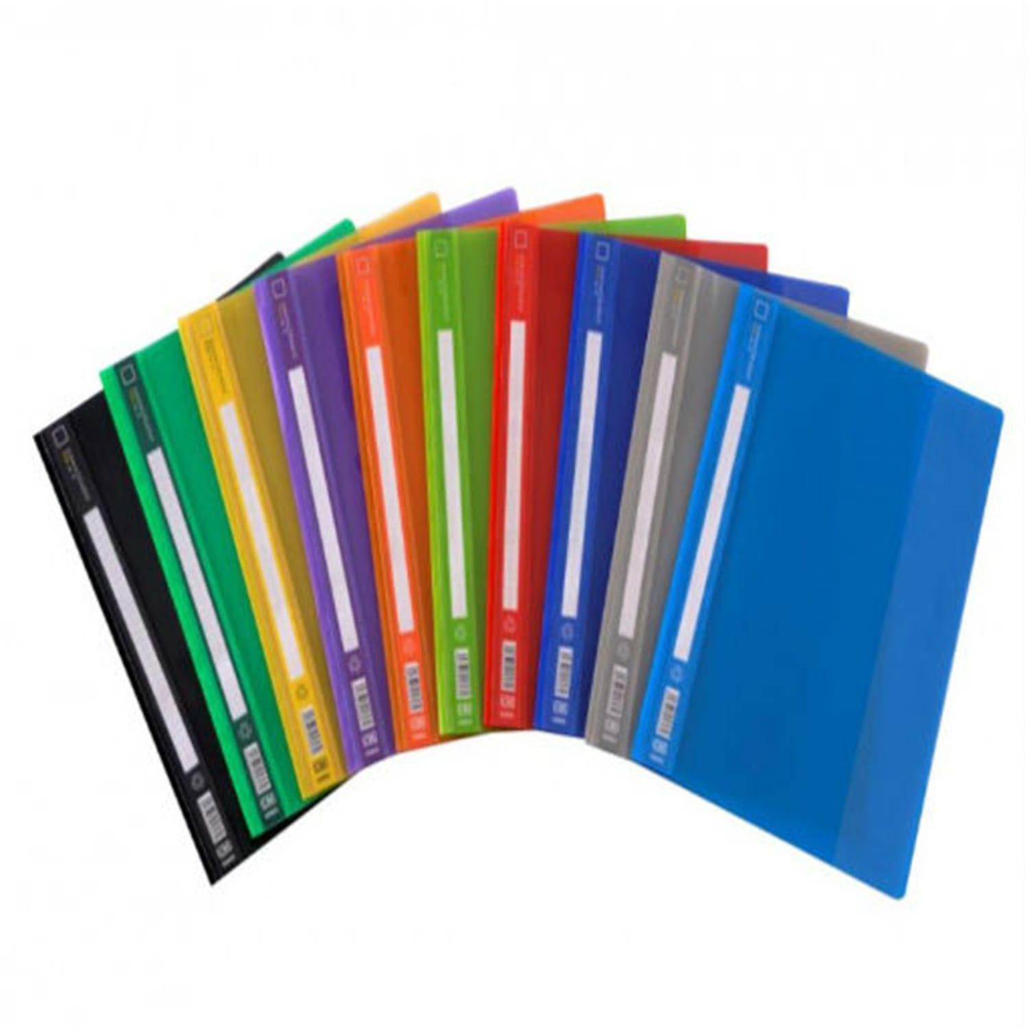 Transparent File A4 (BUSINESS FILE) - (Yellow, Red, Pink, Black, White, Orange, Grey, Blue, Green) - Multi Colours. 