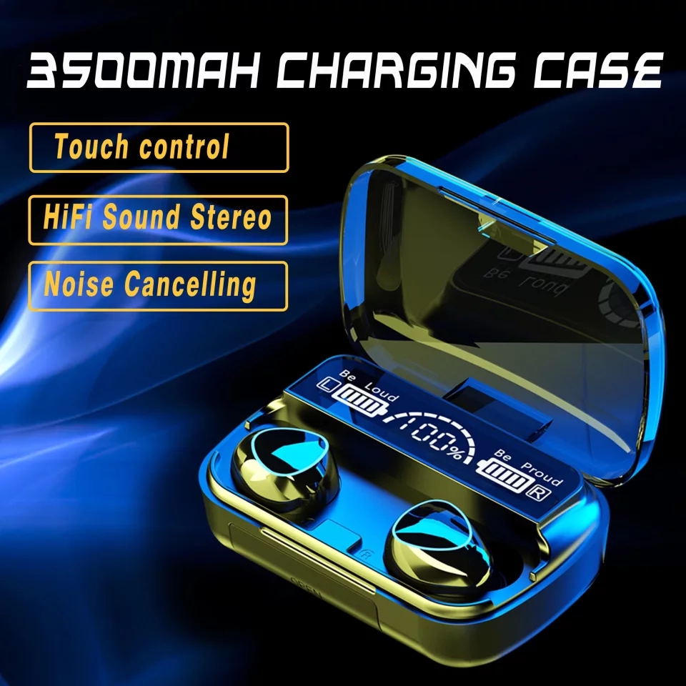 M10 Bluetooth Earbuds TWS Mini Earphone with LED Digital Display Gaming Touch Waterproof Wireless Bluetooth Headphone Charging Box with Power Bank store Airpods Inpods Airdots M90 M19 I12 I7s. 