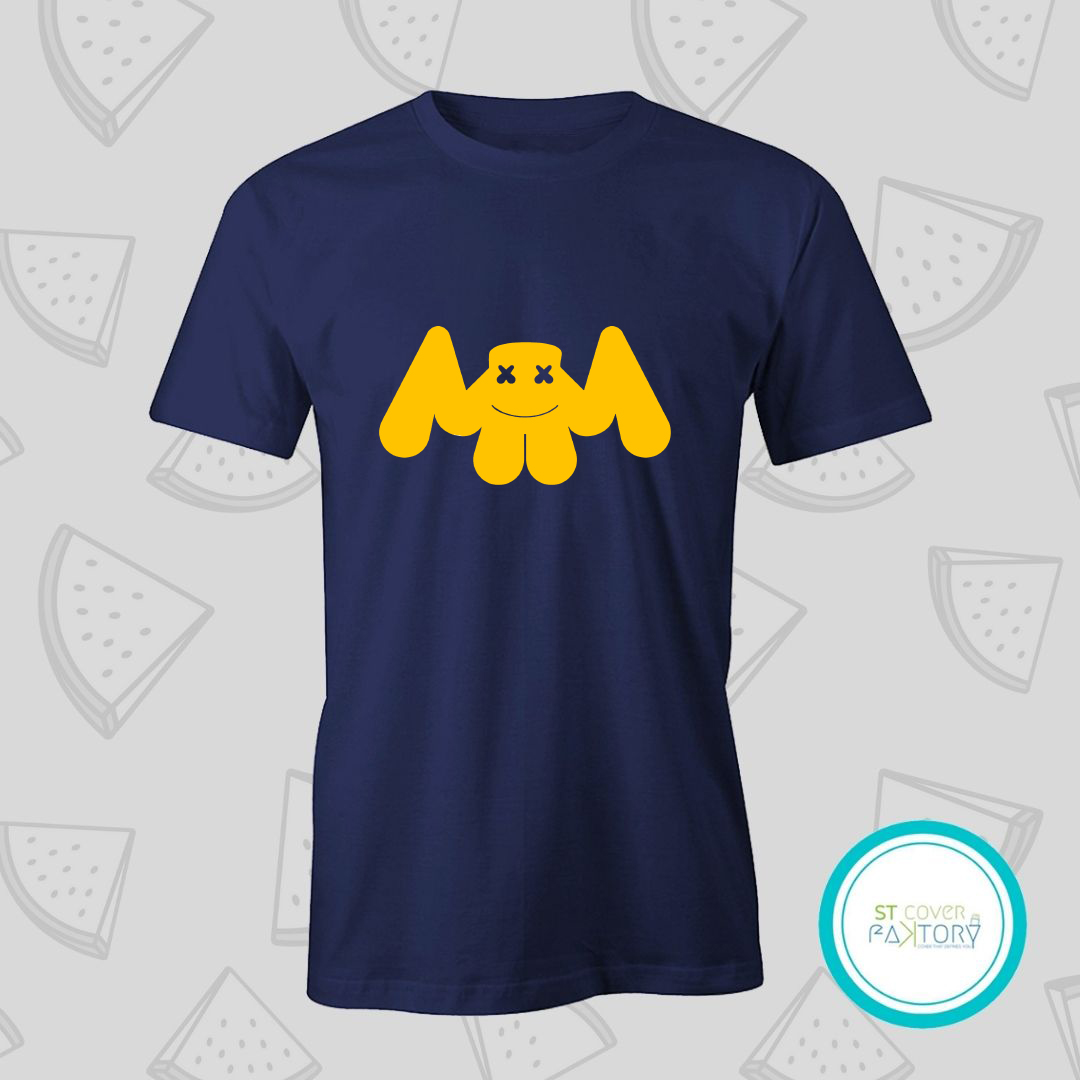 Marshmello blue Tshirt  unisex  tees  designer tees  crew neck  silver white  red  blue  black. 