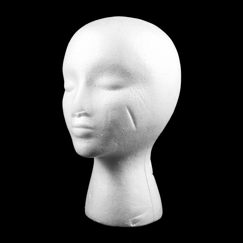 27.5 x 52cm Dummy / mannequin head Female Foam(Polystyrene) Exhibitor for cap, headphones, hair accessories and wigs Woman Mannequin Foam. 
