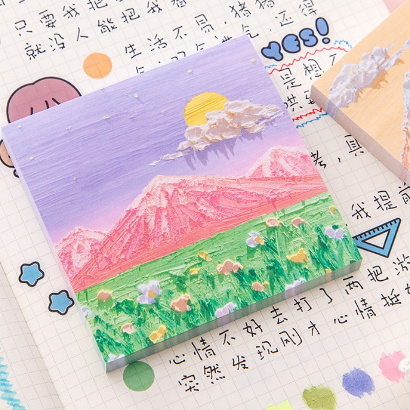 RHS Online 80PCS Oil Painting Landscape Series Memo Pad Sticky Notes Album Diary Journal Decorative DIY Scrapbooking. 