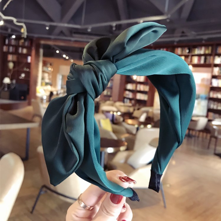 1Pc Korean Bow Wideneck ted Headband Fabric Solid Color Hairband Hair Hoop  Simple Head Hoop Hair Accessory Headress. 