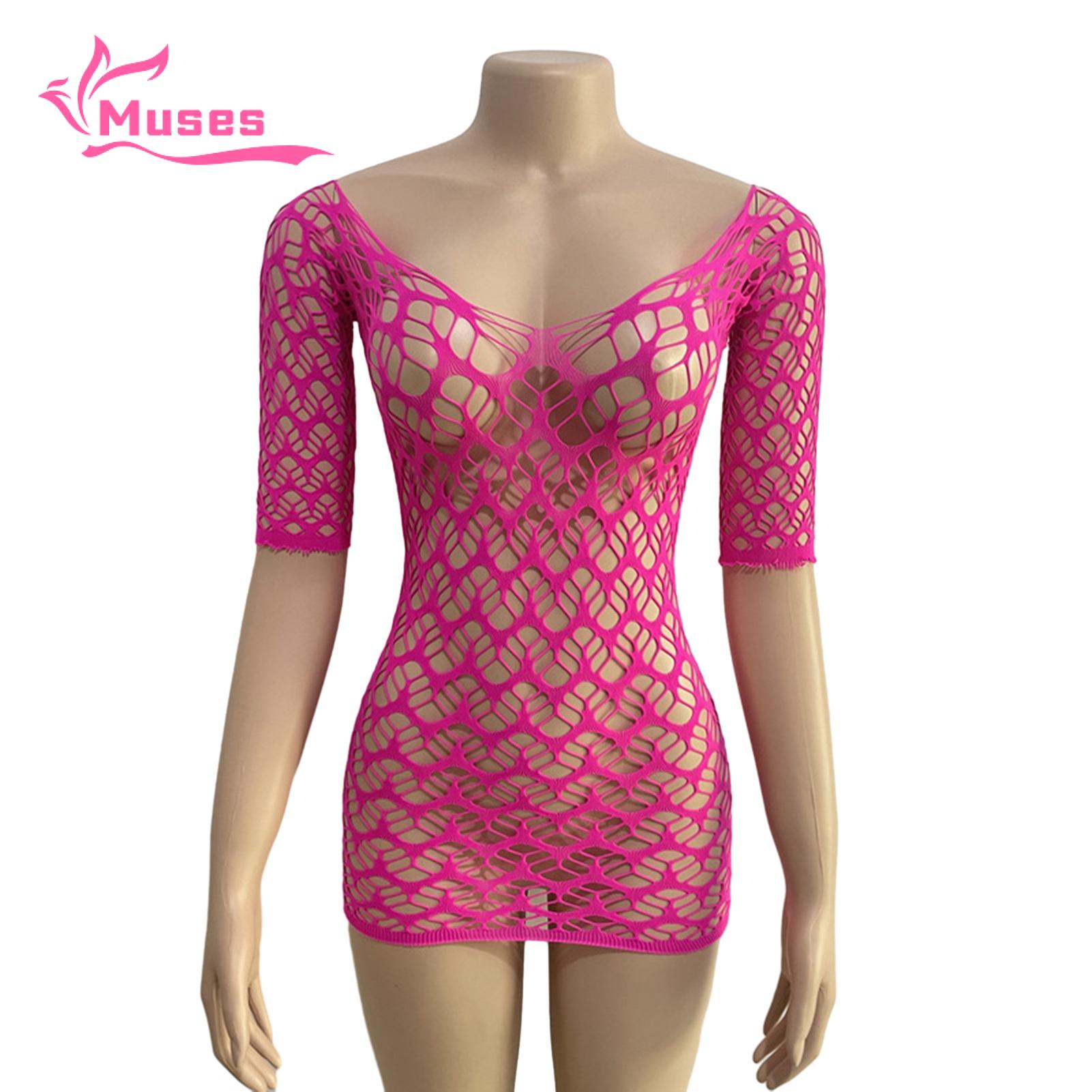 Muses Mall Lady Summer Beach Dress Hollow Out Beach Cover-up Dress Slim Fit V Neck Backless See-through Bikini Mini Dress Women Swim Cover-up. 