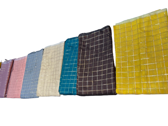 Original Golden checks saree  (Check cotton). 