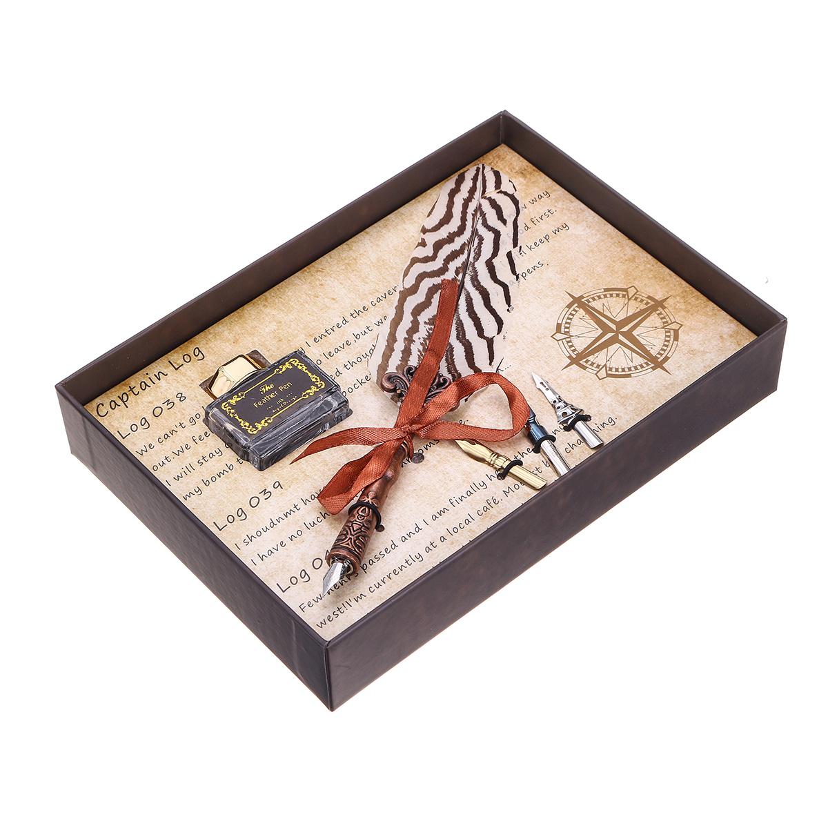 Vintage Style Calligraphy Plume Feather Pen Quill 3 Nib Dip Pen Holder Writer. 