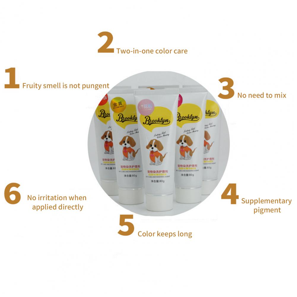 80g Semi Permanent Pet Dye High Pigmented Dog Hair Bright Coloring Dyestuff Pigment Supplies For Home. 