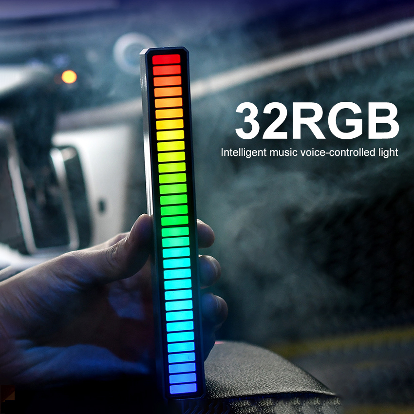 Auoyo RGB Pickup Light Car Mounted Music Spectrum Light Voice Control Rhythm Light Car Ambience Light Desktop Light Net Red Light Creative Music Spectrum Rhythm Lamp. 
