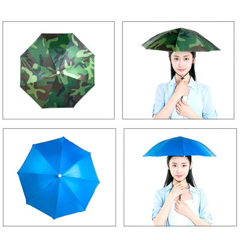 1pc Foldable Umbrella Hat Fishing Hiking Camping Beach Headwear Sun Cap Head Hat. 