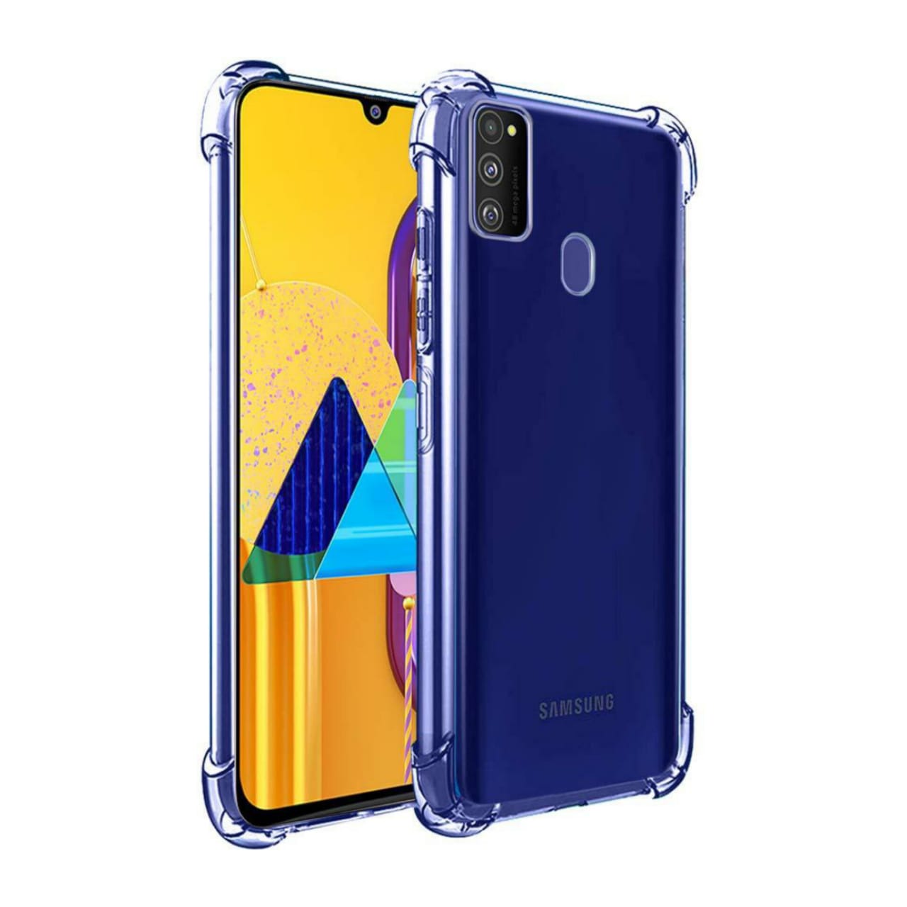 Luxury Shockproof Clear Case For Samsung Galaxy M21 Back Cover Transparent Silicone Case Soft Airbag Bumper Lens Protection Cute Design For Girls Boys New