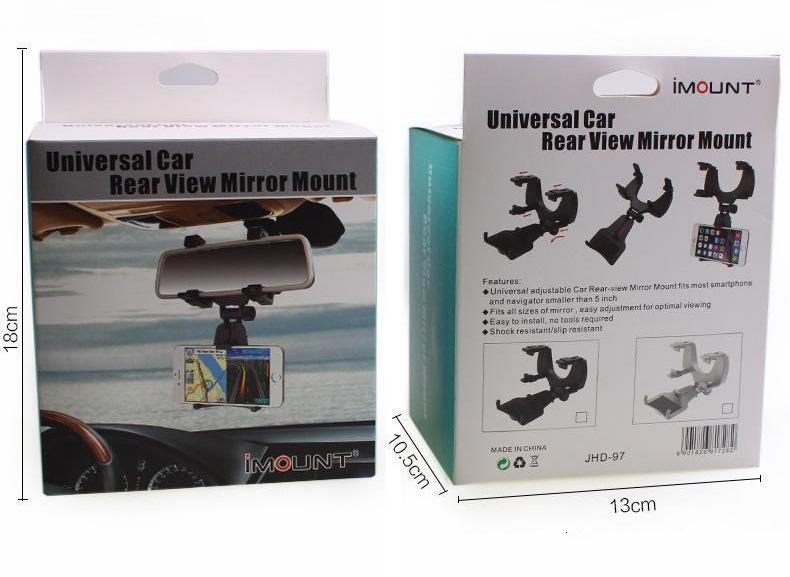 Universal Car Rear View Mirror Mount Phone Holder Firm Smartphone Stand Cradle. 