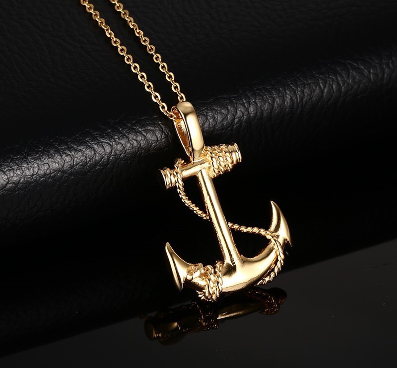 Hot Titanium Steel Boat Anchor Pendant Necklace Trendy Men's