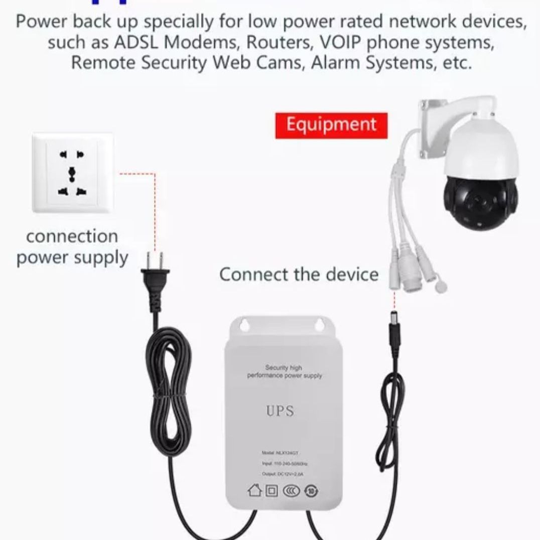 1 2V 2A 44.4W UPS Ononderbroken back -up voeding mini -batterij for camera router beveiligingsstandby -voeding