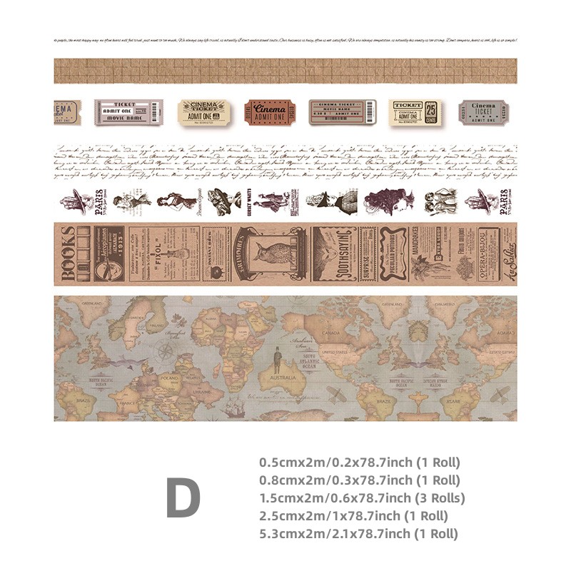 Panda Online 7 Rolls/Set Old Days Series Masking Tape Basis Washi Tape