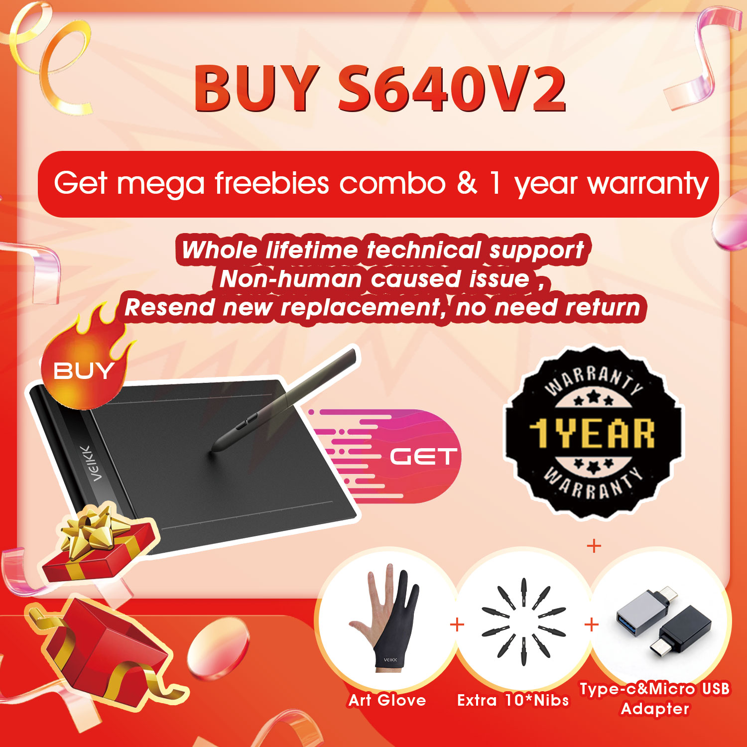 (VEIKK Official store) VEIKK S640 6 x 4 inch Ultra-Thin OSU Pen Tablet Graphics Drawing Tablet Digital Art Drawing Pad with Passive Pen(8192 Levels Pressure Sensitivity). 