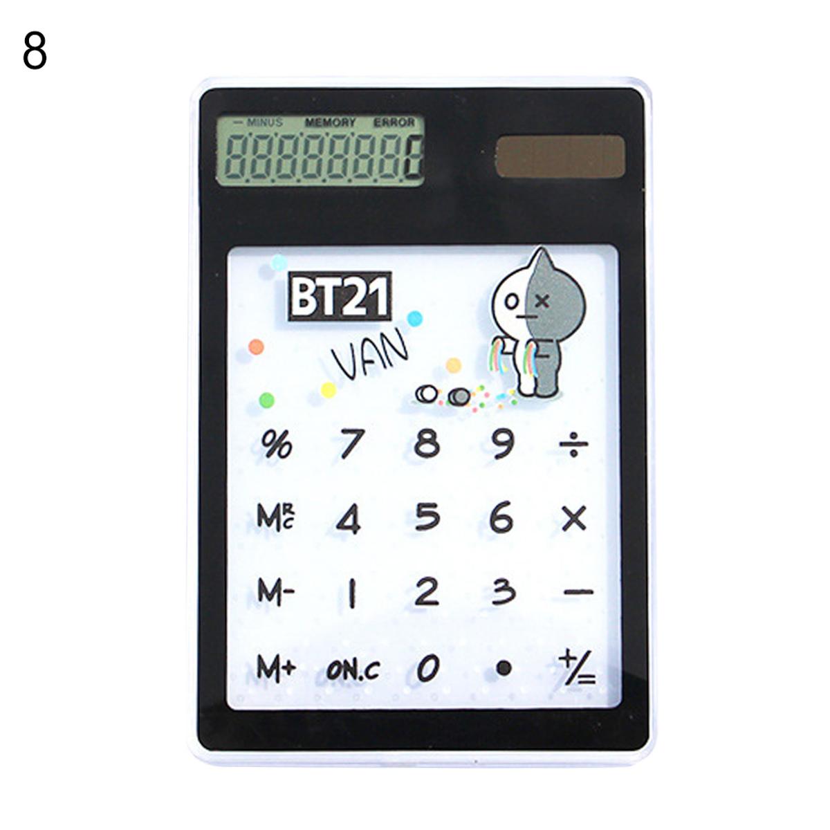 【World Supermarket 2021】BTS Mini Transparent Solar Calculator Cartoon Supply Tool