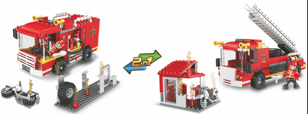 Cogo Fire Building Blocks Set - 184 Pcs  Fire Truck & Firemen Legos Set for Children  6+ Ages. 
