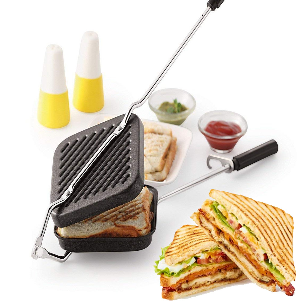 Gas Stove Hand Bread Toaster Sandwich Maker For Gas AluminiumNon