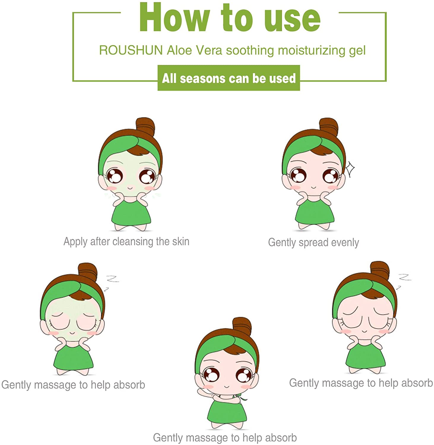 Roushun 99% Aloe Vera Soothing Gel Face Moisturizer - 300ml. 