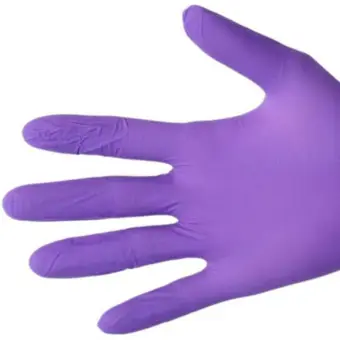 purple latex gloves