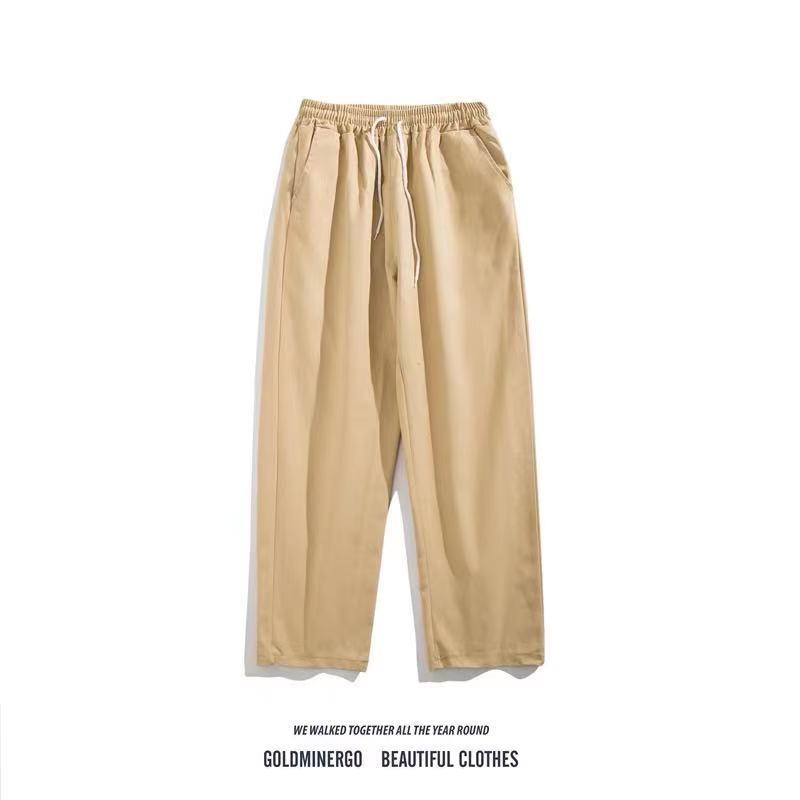 Summer Fashion Brand Hong Kong Style Pure Cotton Straight Overalls Men ins Hip-Hop Street Loose Wide Leg All-Matching Casual Trousers. 