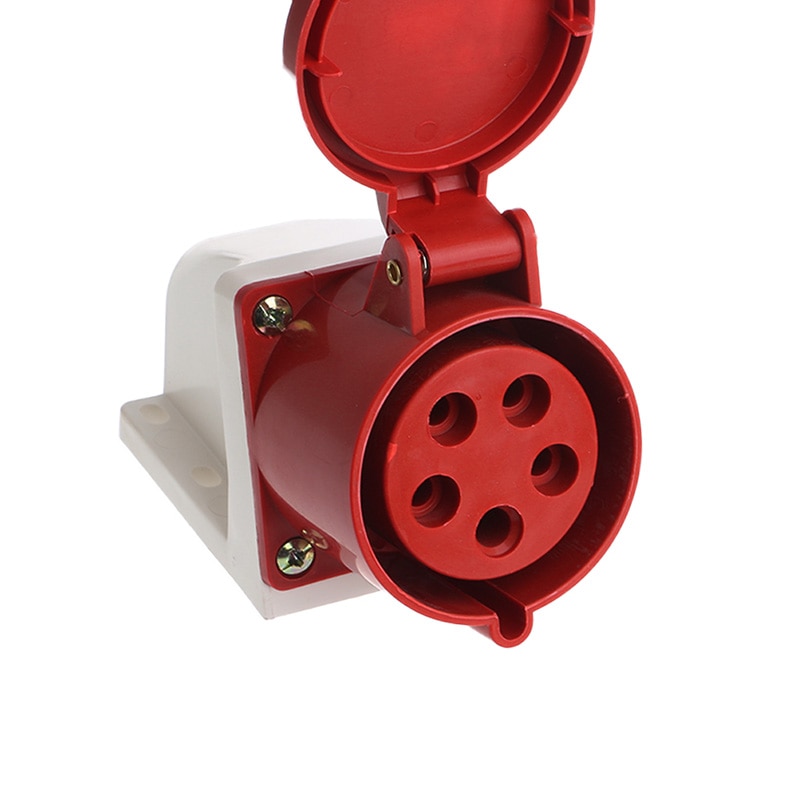 1pc 32A 5pin Industrial Wall Socket Plug IP44 3P+N+E Surface Mount Socket Plug. 