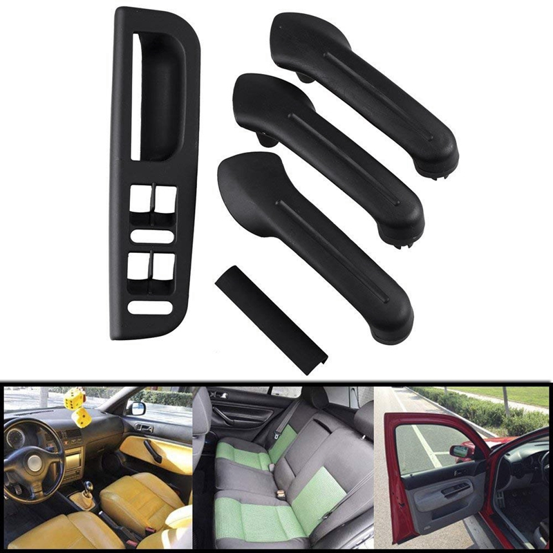 1 Set Inside Door Handle Door Armrest & 1Pcs Black Rear Ashtray Bin Ash Tray + Side Caps for Bora Jetta Golf 4 Mk4. 