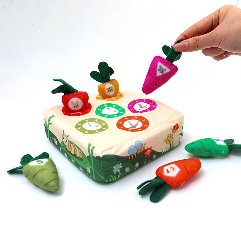 Montessori Toys Baby Pull Carrot Plush Toy Number Shape Matching