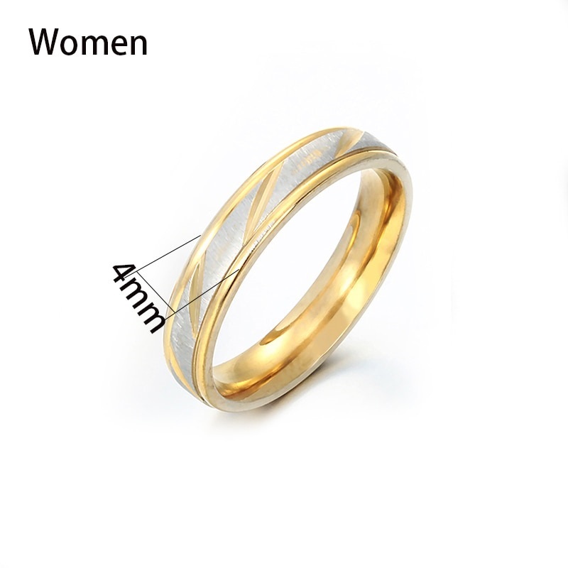 Auxauxme Titanium Steel Engrave name Lovers Couple Rings Gold Wave Pattern Wedding Promise Ring for Women Men Engagement Jewellery. 