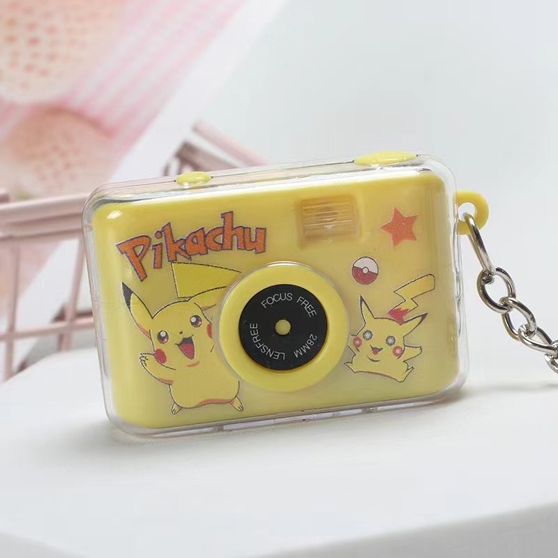 【Footprint】 Pokemon Kawaii Keychain Cute Cartoon Pikachu My Melody Kuromi Cinnamoroll Key Ring Camera Pendant LED Lighting Ornaments Gifts