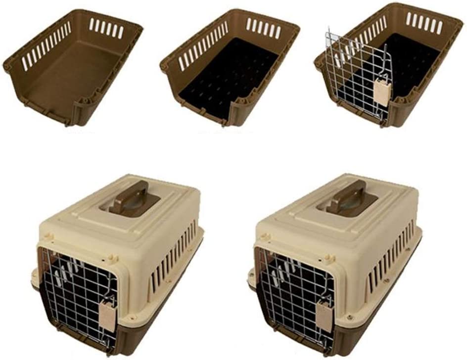 Small Pet IATA Approved Airline Travel Carrier Crate Pets Dog Cat Air Flight Box Checked Vet Visit Kennel Portable Foldable Breathable High Quality ABS PP Plastic Material Car Case Dogs Cats Medium Chrome Door Food Water Cup. 
