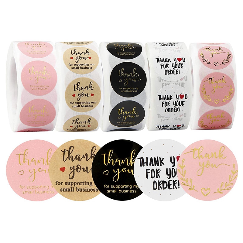 for Boutique Gift Packaging Envelopes Seals Bubble Mailers 2 Large Thank You Stickers Roll Black Gold Foil Design 500 Pcs Each Roll Thank You for Supporting My Small Business Stickers 2 Inch 
