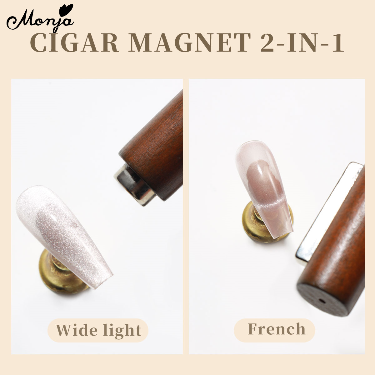 Monja 2-in-1 Cat Eye Nail Magnetic Stick 3D Cat Eye Magnetic Rod UV Gel Magnet Tools Strong Effect Magnets DIY Manicure Tools. 