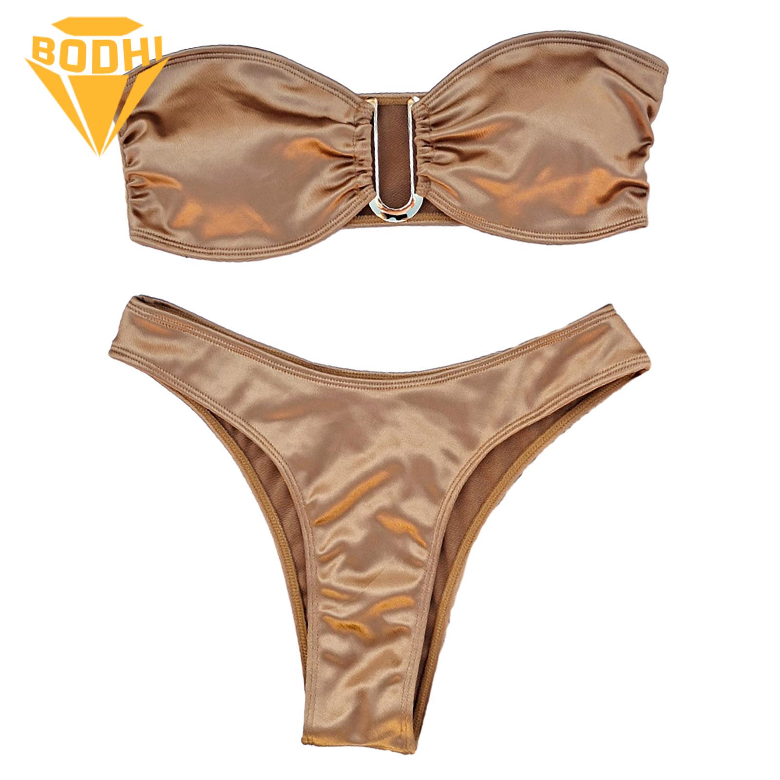 Smooth Texture Bikini Off Shoulder Bikini Set for Women Quick Dry Padded Wireless Swimsuit Women Bikini Set. 