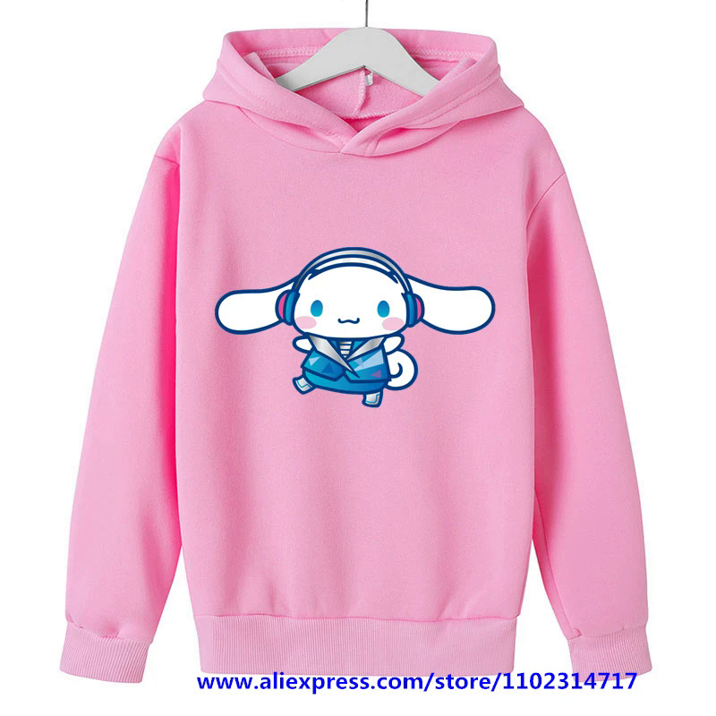 New MINISO Cinnamoroll Hoodie Kids Clothes Girls Sweatshirts Spring Boys Long Sleeves Hoodies Sanrio Cartoon Hooded Tops. 