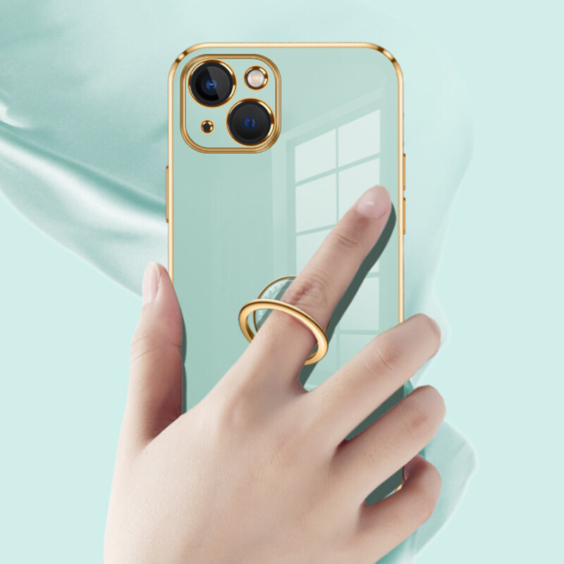 For Samsung Galaxy A23 4G Back Cover with Ring Holder Stand + Wrist Strap Shiny Plating Square Bumper Protective Case Soft Silicone Shockproof Mobile Phone Cases. 