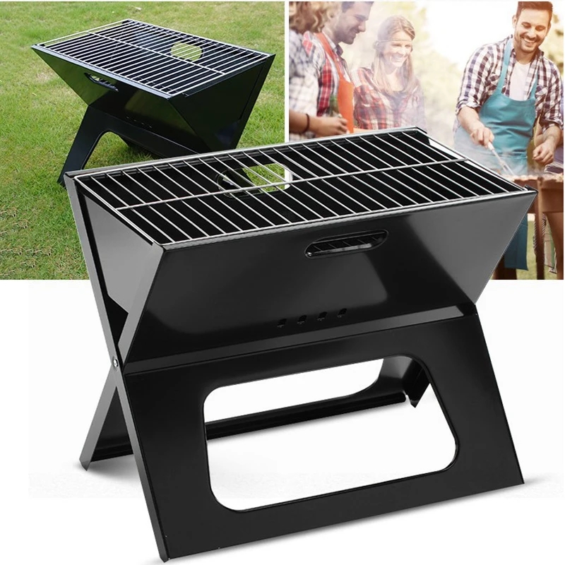 Bbq Machine Bbq Collection Portable Charcoal Grill  Charcoal Grill, Folding X Type Portable Lightweight Barbecue Grill Tools, For Outdoor Grilling Cooking Camping Hiking Picnics (Grill) Big Bbq Grill Large Size  - Black Bbq ග්‍රිල් විශාල ප්‍රමාණය - කළු. 