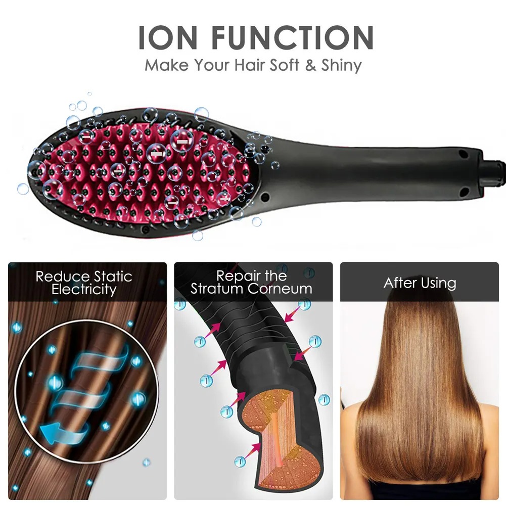 Best Quality Straightener And Hair Dryer One Electric Hair Straightener Brush. 