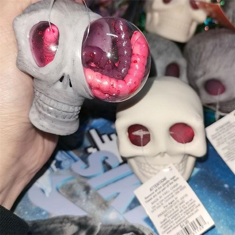 DENOSWIM New Gothic Squeeze Skull Toy Fidget Toys Halloween Skull Stress Ball Relieve Stress Children Vent Decompress Toy. 