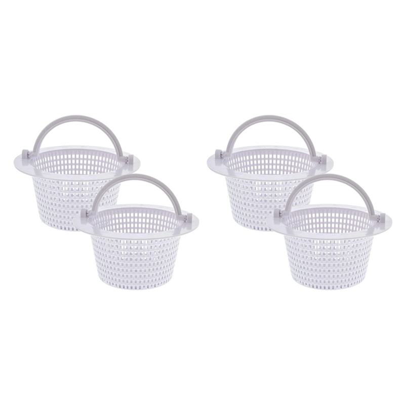 Swimming Pool Skimmer Replacement Basket with Handle, 4 Pack - Above Ground Pool Thru-Wall Skimmer Baskets