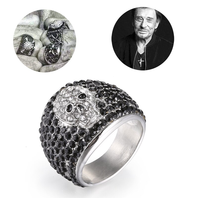 【KuaKe Mall】Mens Vintage Skull Cubic Rings Rock Star Croix Johnny Hally Stone Titanium Ring Absolute Power Jewelry Gift. 