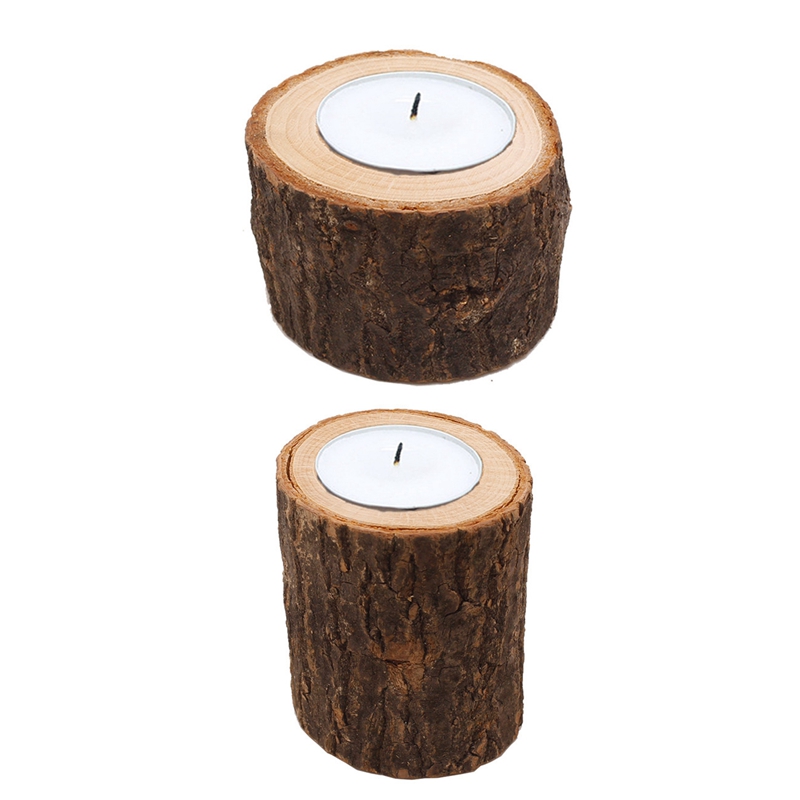 Vintage Wooden Tree Branch Candle Holder Wood Tea Light Candlelight