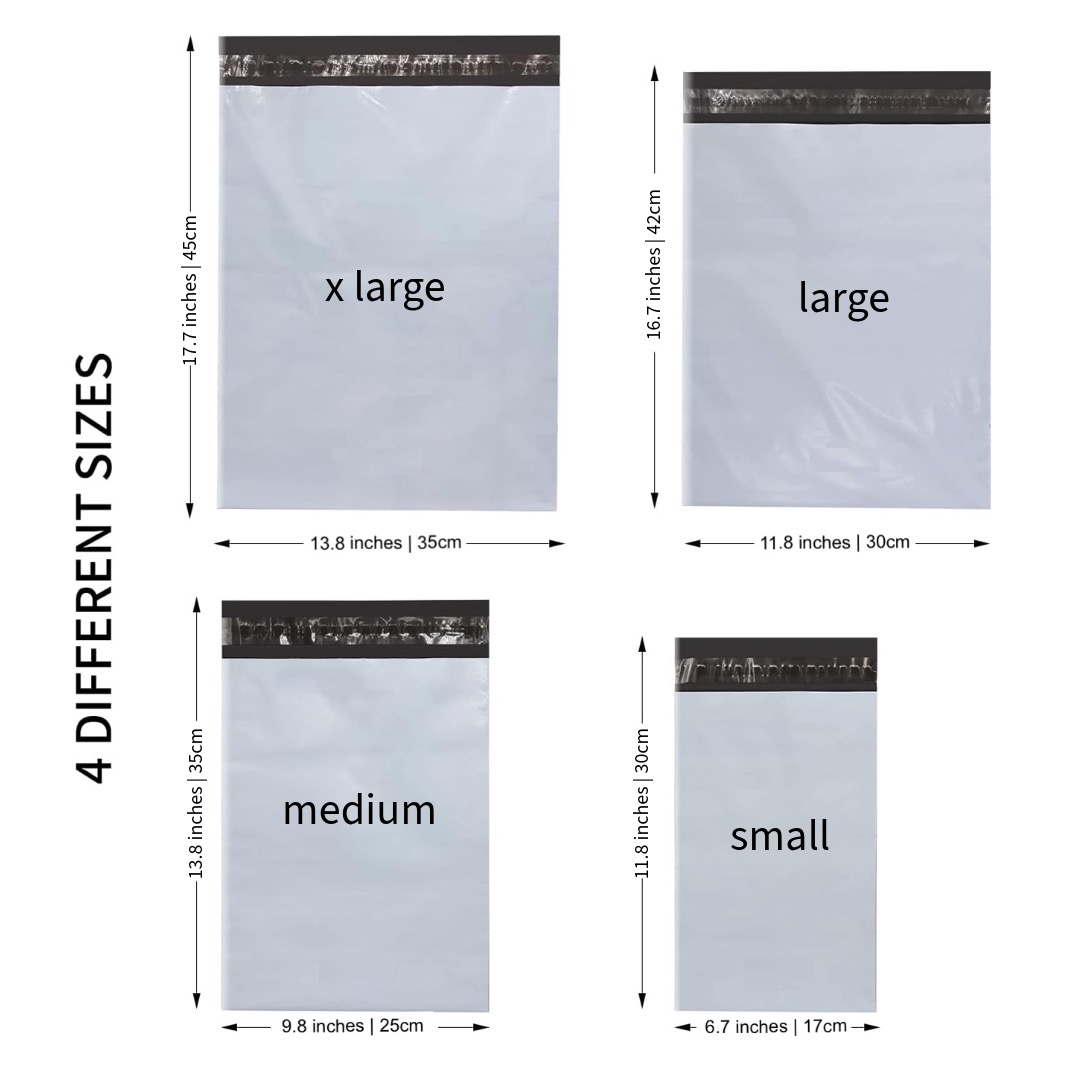100pcs Courier Bags, Daraz Deliver Bags, Grey color, Waterproof Self Seal Plastic Poly Envelope Mailer Storage Bag Postal Packaging Shipping Mail Bag - Ordinary Quality. 