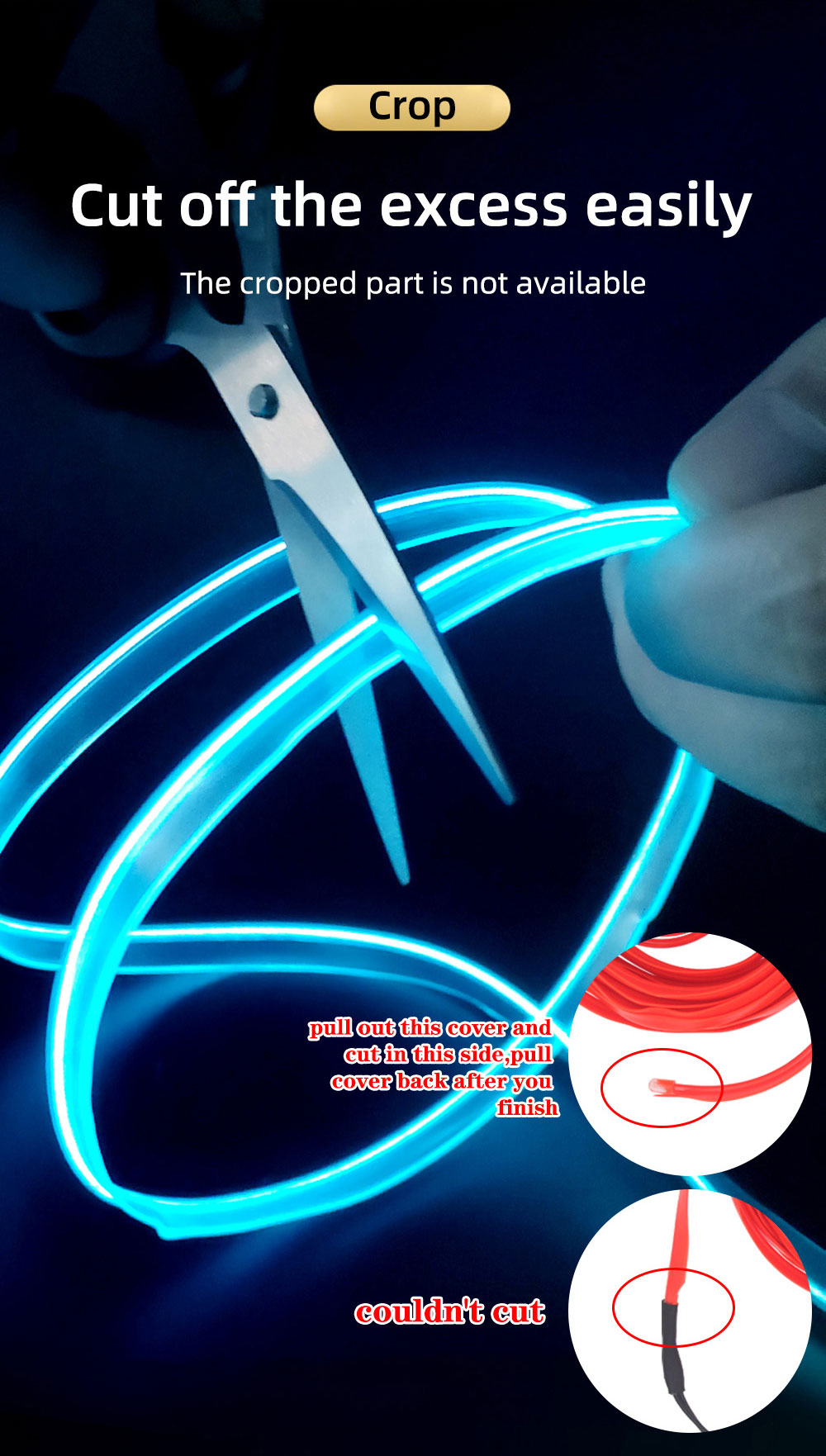Orrange - 5M EL Car Styling Cold Light Ambience Lamp Line Car Lights Neon Car LED Interior Atmosphere Light Strip - ORRANGE. 