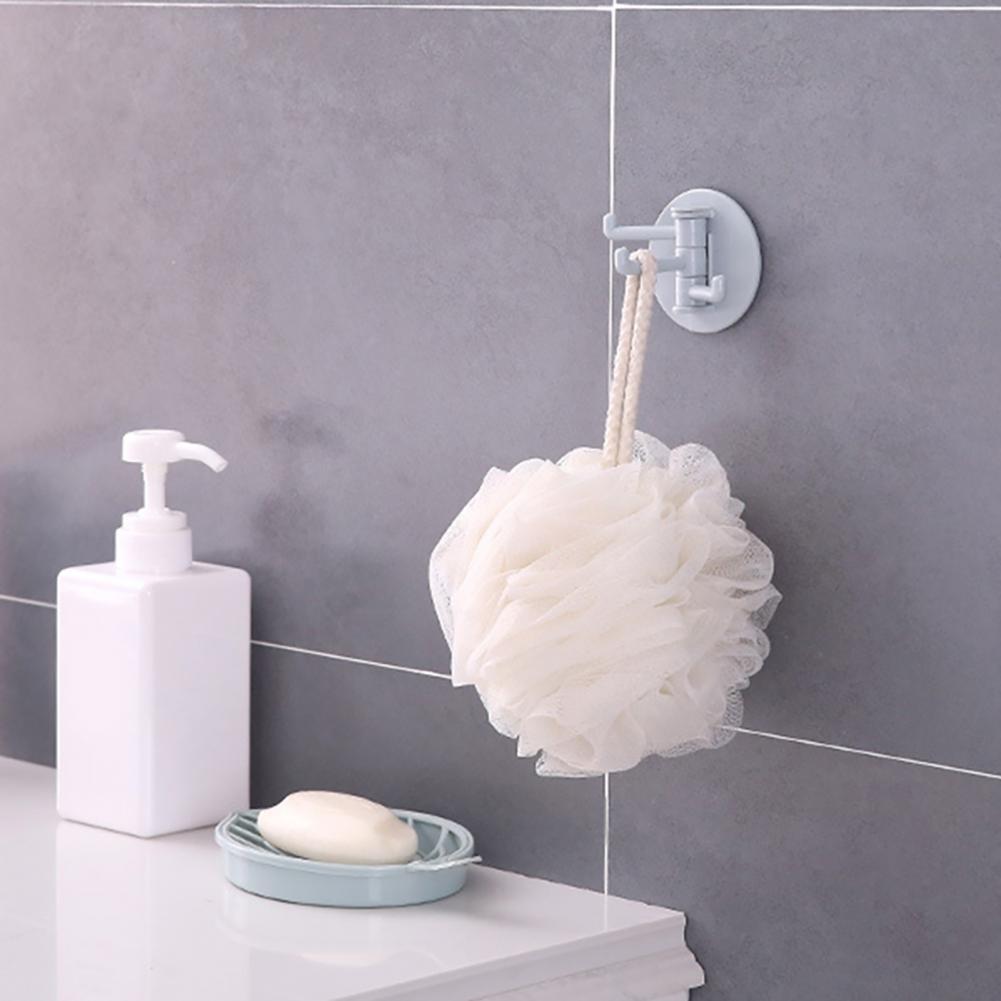 [Universal Kitchen Bathroom Plastic Hooks Hangers ][3-Split Rotating Wall Mounted Hooks ][ Towel Key Hat Home Storage Holder]. 