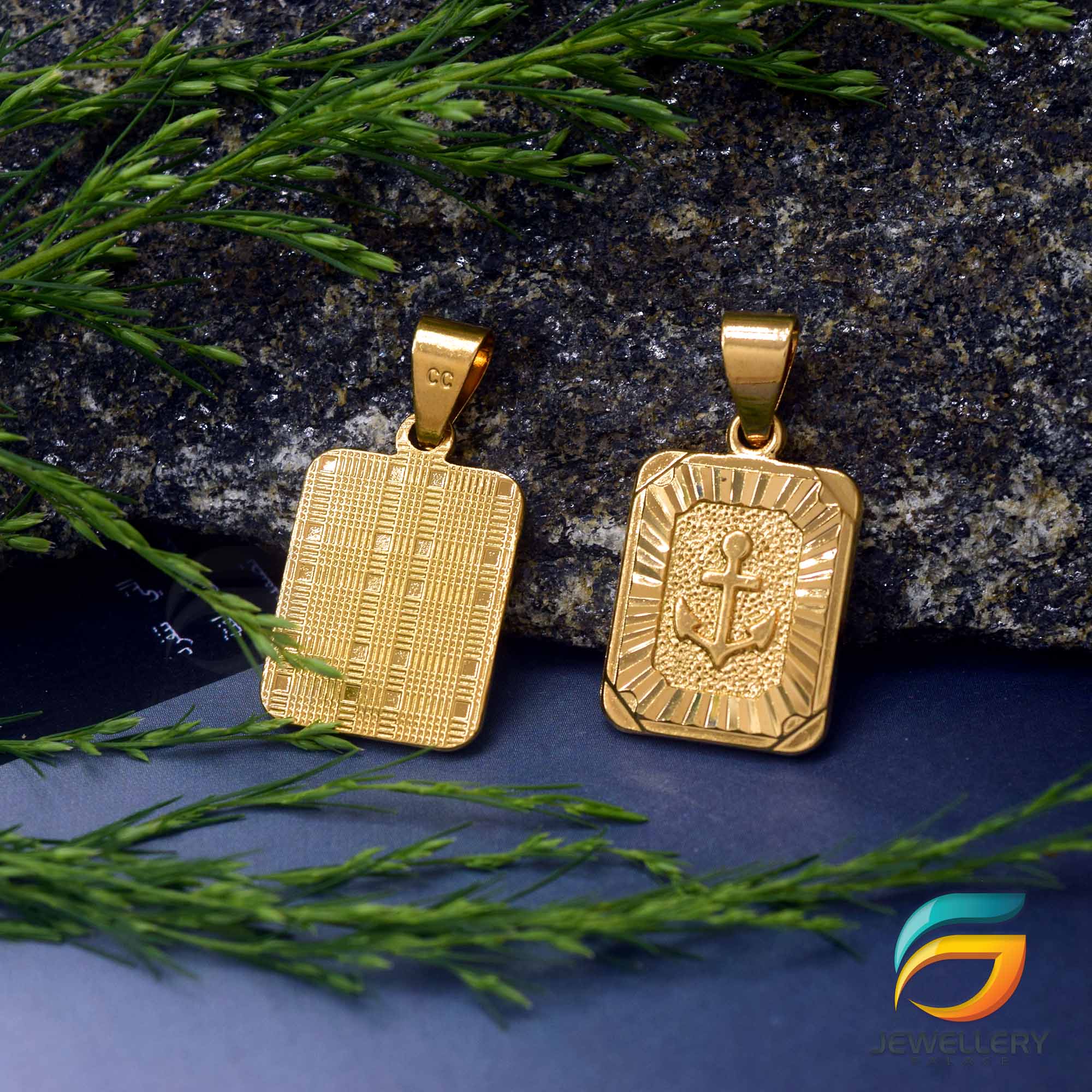 Gold Plated Pendant Stylish Anker in Box Shape Rich Look For Men. 