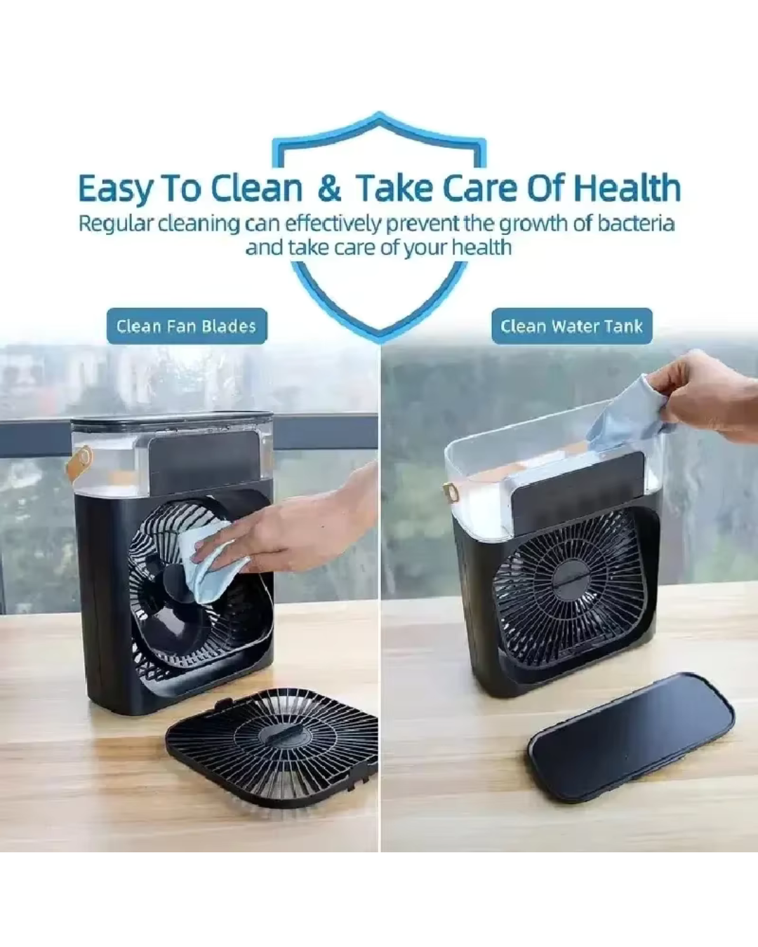 Mini Air Cooler LED Night Light Water Mist Fun 3 In 1 Air Humidifier. 